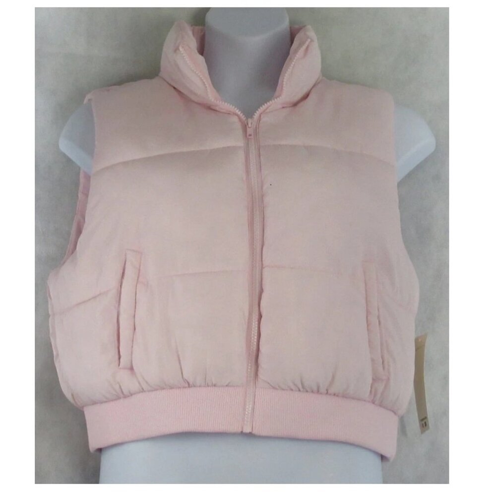 Madden Girl Juniors Zip-Up Puffer Vest, Ballet Light Pink, XL